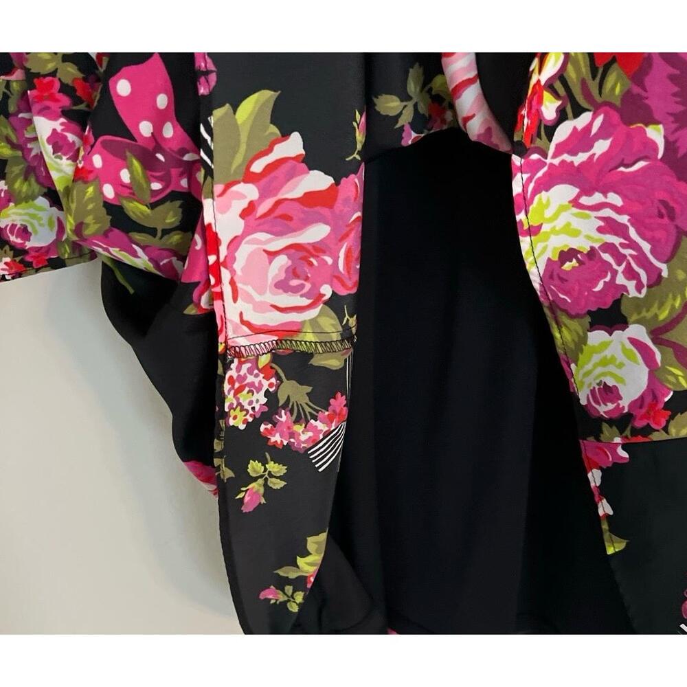 Betsey‎ Johnson Dress Size 6 Black Floral Bell Sleeves - Picture 9 of 10
